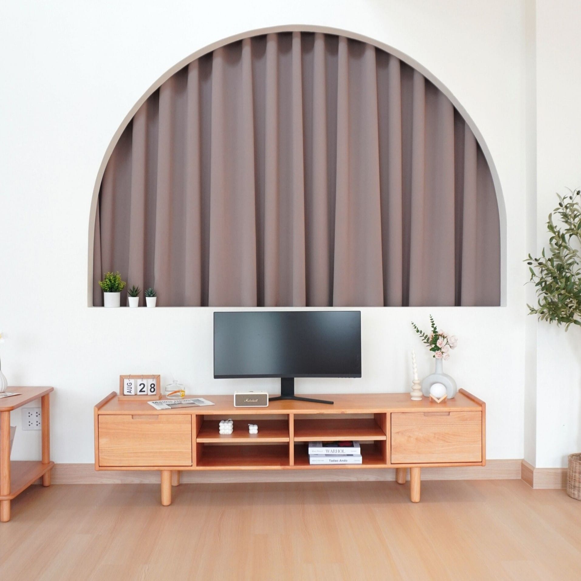 ชั้นวางทีวีไม้ยางพารา MAAI DESIGN รุ่น SAIDO L สีโอ๊ค_10